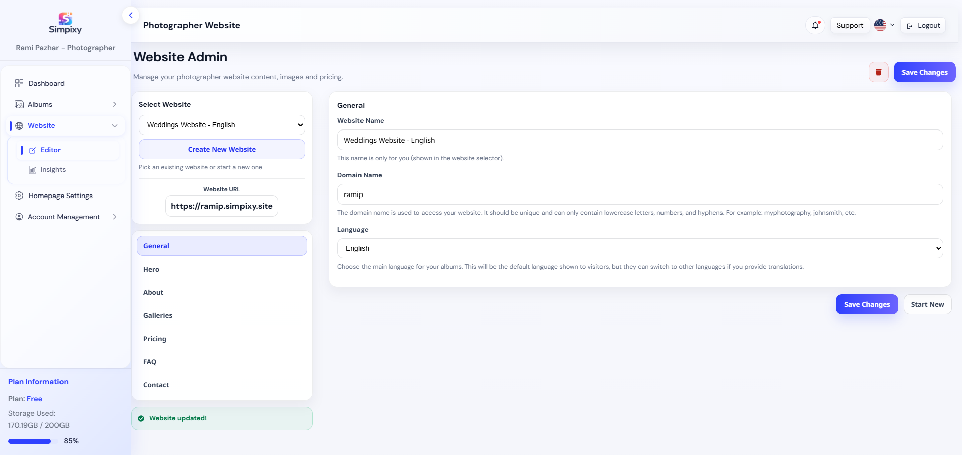 Portfolio website builder