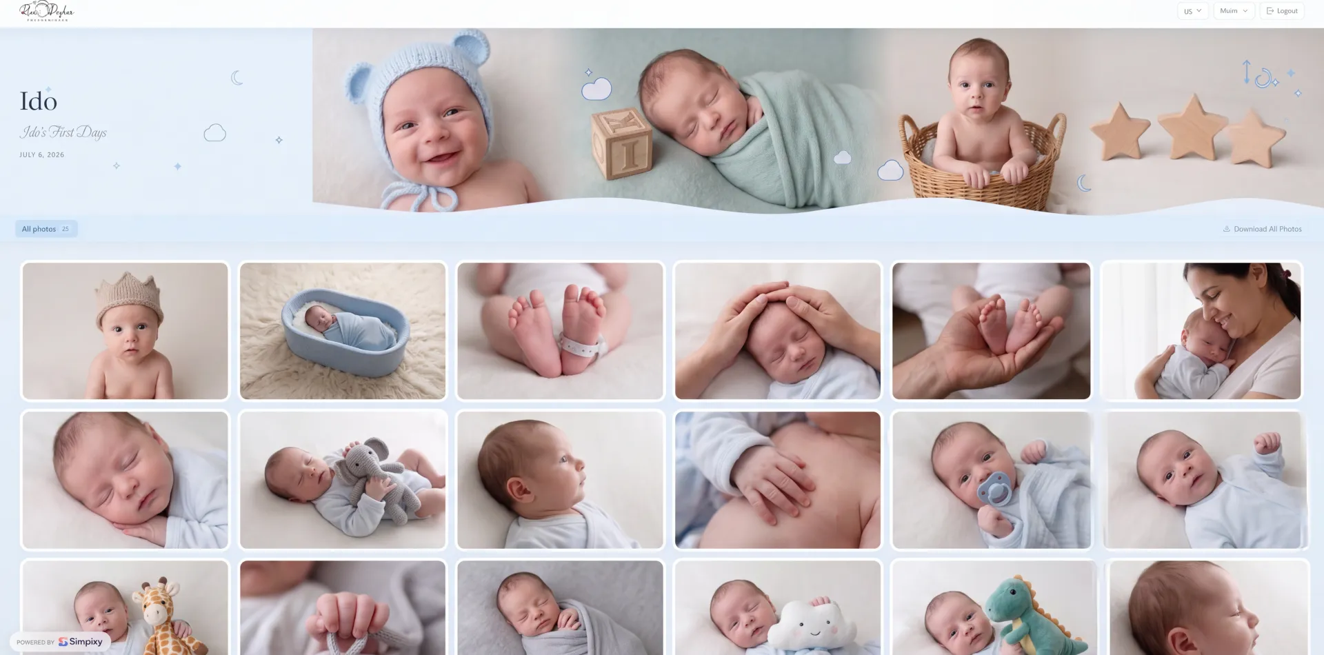 Baby boy newborn gallery theme preview