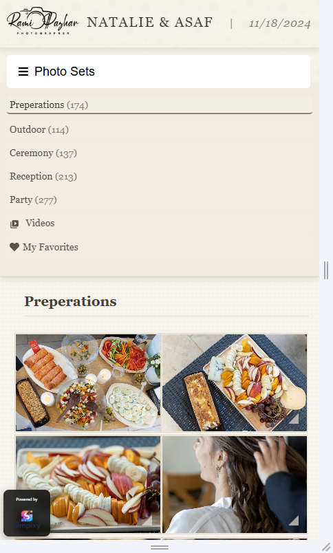Simpixy gallery preview on mobile