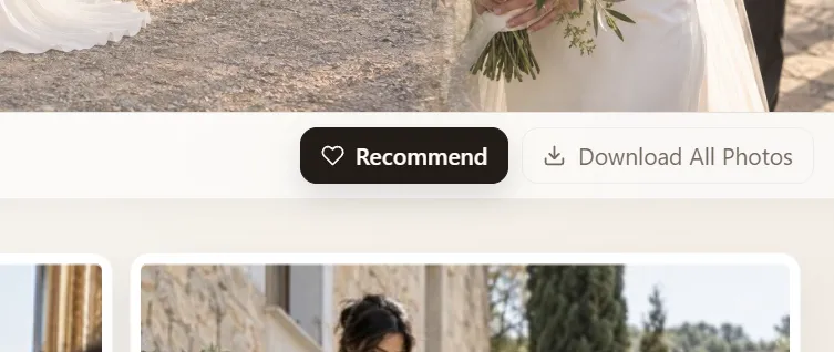 Recommend button in the client gallery