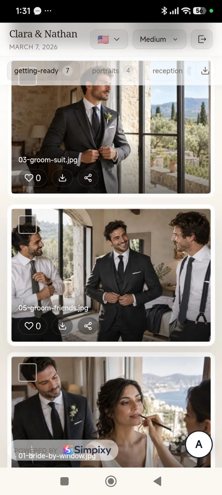 Client gallery on mobile