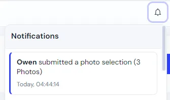 Notificación cuando un cliente envía una selección de fotos